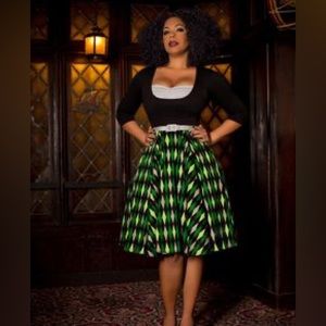 Pinup Couture House Slytherin Green Harlequin Jun Skirt SMALL
